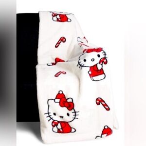 Hello Kitty Candy Cane Christmas Fluffy Faux Rabbit Fur Throw Blanket 50x70